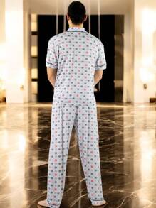 2 Piece Pajama Set - Long Sleeve T-Shirt And Pants - 紅色 - 查看 3