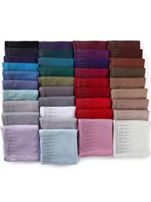 1 Stück Damen Jersey-Schal mit schwer bestickter Bordüre in Unifarbe, eleganter Strass-besetzter Schal mit Malay-Strass, langer Jersey-Hijab-Schal, afrikanisches Kopftuch, geeignet als Reise-, Urlaubs- und Party-Accessoire für Damen