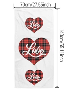 1pc Heart Pattern Digital Printed Beach Towel