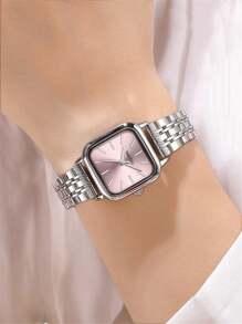 1pc Damesmode Casual Veelzijdig Vierkant Staafvormig Quartz Horloge, Geschikt Voor Dagelijks Gebruik