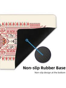 复古图案桌垫，适用于家庭和办公室的扩展大鼠标垫，大型游戏鼠标垫，带防滑橡胶底座和缝合边缘的笔记本电脑键盘垫 - 彩色 - 查看 3