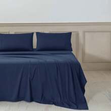 Farfallarossa Solid Color Polyester Bed Sheet (1 Piece) - High-Quality Material, Elegant Design, Soft And Comfortable, Creates A Luxurious Resting Experience, Suitable For Various Bed Types. - Blue - View 6