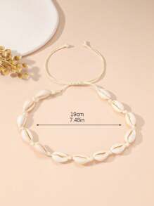 1pc European & American Style Seashell Weaved Maritime Beach-Themed Pendant, Necklace, Bracelet Accessory
