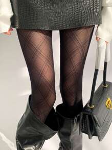 1 件性感女士半透明黑色紧身裤，适合节日派对 - 彩色 - 查看 7