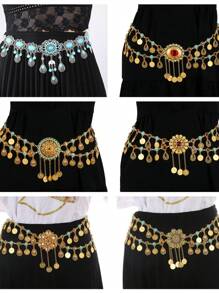 新款流苏腰链，舞蹈表演、日常穿着、肚皮舞等多种款式可选 - 彩色 - 查看 1