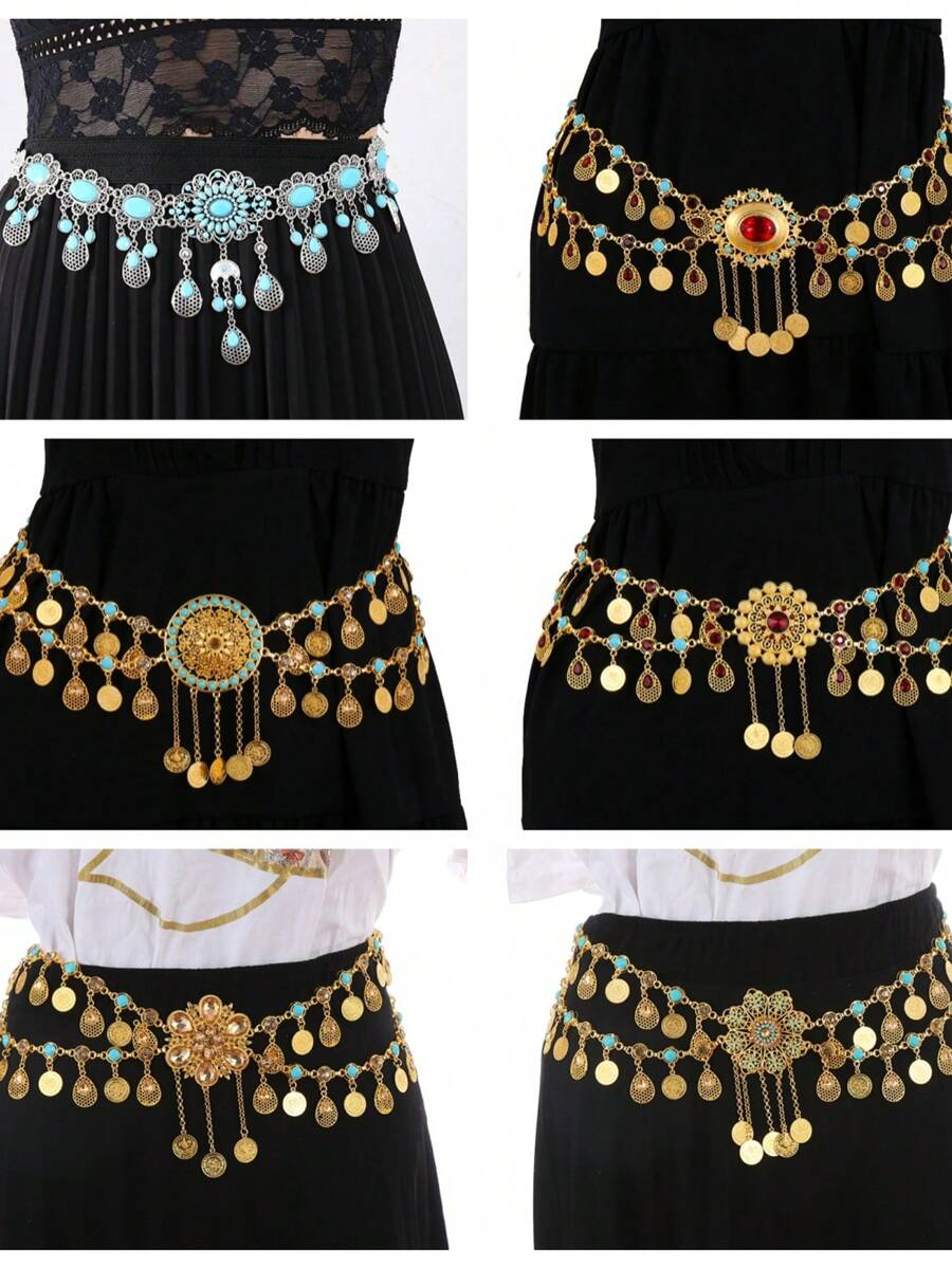 新款流苏腰链,舞蹈表演、日常穿着、肚皮舞等多种款式可选 - 彩色 - 查看 1