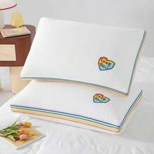 1pc Rainbow Striped Pillow, Ultra Soft & Comfortable, Sleep Enhancing & Neck Support, Bedding, Fluffy, Elastic, Breathable, Washable, Suitable For Room, Bedroom, Hotel, Sofa Napping