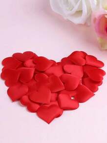 About 100Pcs Red Heart Shape Confetti For Wedding Valentines Decoration Party Supplies,DIY Heart Petals Wedding Decorations Satin Heart Shaped Fabric Artificial Flower Petals Birthday Table Party Supplies Confetti