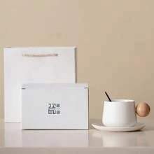 1 套 320 毫升莫兰迪色咖啡杯碟带木柄，陶瓷杯礼盒套装适合赠送给朋友和家人、节日