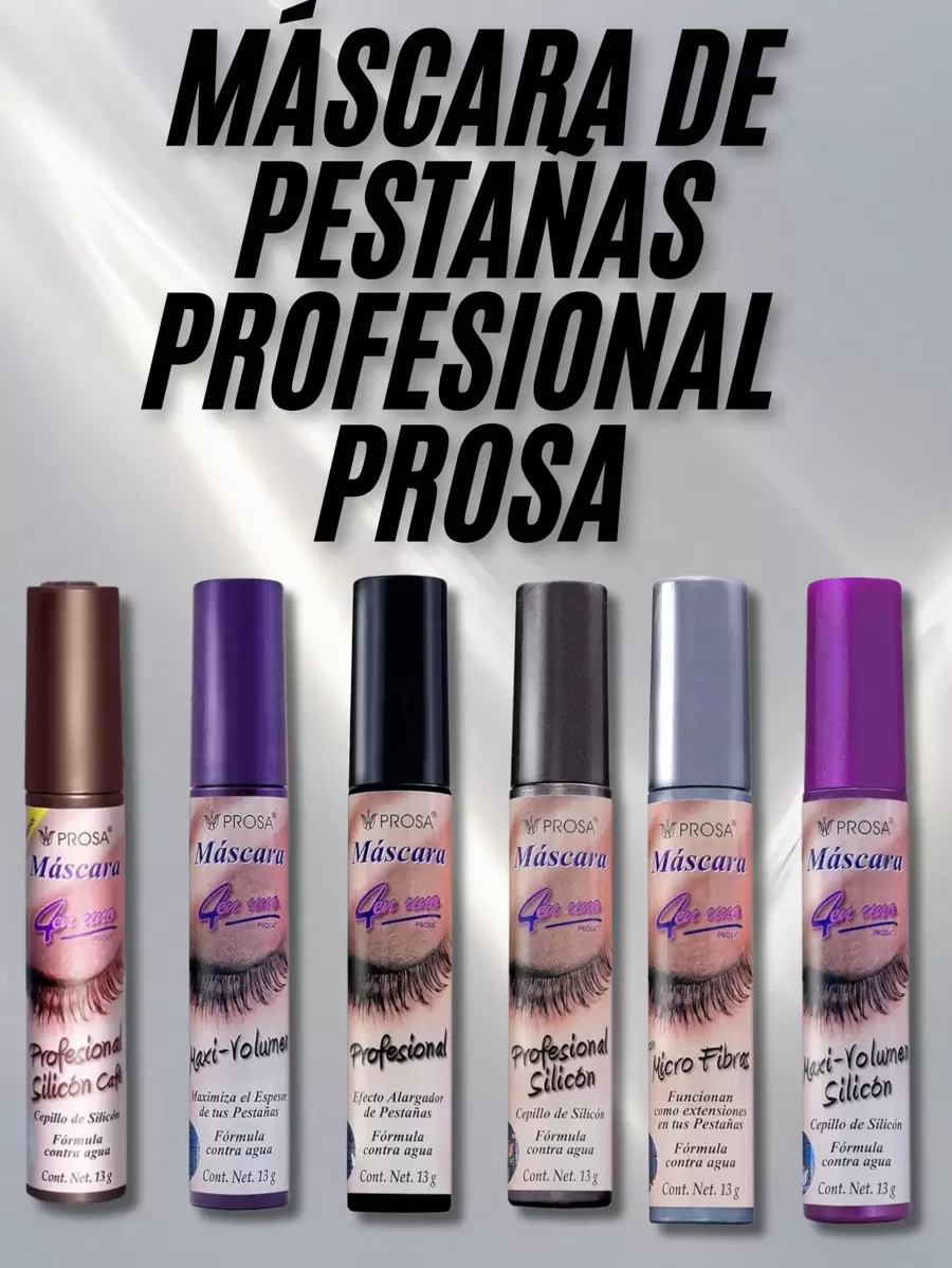 Kit de 6 Máscaras de Pestañas Prosa, Prosa Mascara Pestañas Rimel mascara de pestaña azul, Rimel cafe prosa, rimel clasico prosa, Cristal prosa tratamiento para pestañas - Multicolor - Ver 1