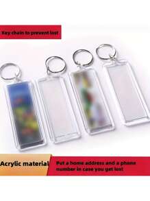 10Pcs Acrylic Photo Frame Keychains Clear Picture Insert Blank Keychains With Split Rings Create Personalized Charms For Bags And Cars Perfect Holiday Gifts Clear Keychains As Gifts For Family And Friends - Clear - View 3