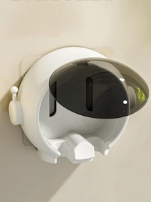 1 件可爱宇航员牙刷架，宇航员形状节省空间的牙刷架壁挂式带自动盖，独特卡通设计浴室储物整理器，无需钻孔安装，牙刷和牙膏盒，卫生防尘牙刷存储，为任何浴室空间增添乐趣和功能。，浴室配件，房间装饰 - 彩色 - 查看 3