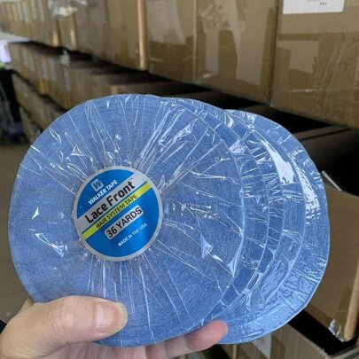 36 ياردة شريط لاصق مائي لمدد شعر الباروكات الأمامية المزخرفة بالدانتيل إكسسوارات الشعر، شريط لاصق قوي لمواصفات ثبات المدد والباروكات الرجالية والذقن