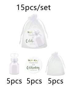 15pcs Heart Shaped Bubble Tube Wedding Party Favors, Including 5pcs Bubble Bottles 5pcs Cards 5pcs Organza Bags, No Liquid, Suitable For Bridal Showers, Guest Gifts, Anniversaries, Weddings, Birthday Party Supplies, Graduation Anniversary Party Decoration Supplies