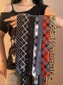 1pc Plaid/Striped Slim Skinny Tie, Suitable For Casual Street Wear, With Varied Patterns For Dress For Christmas Decor - Multicolor - View 1