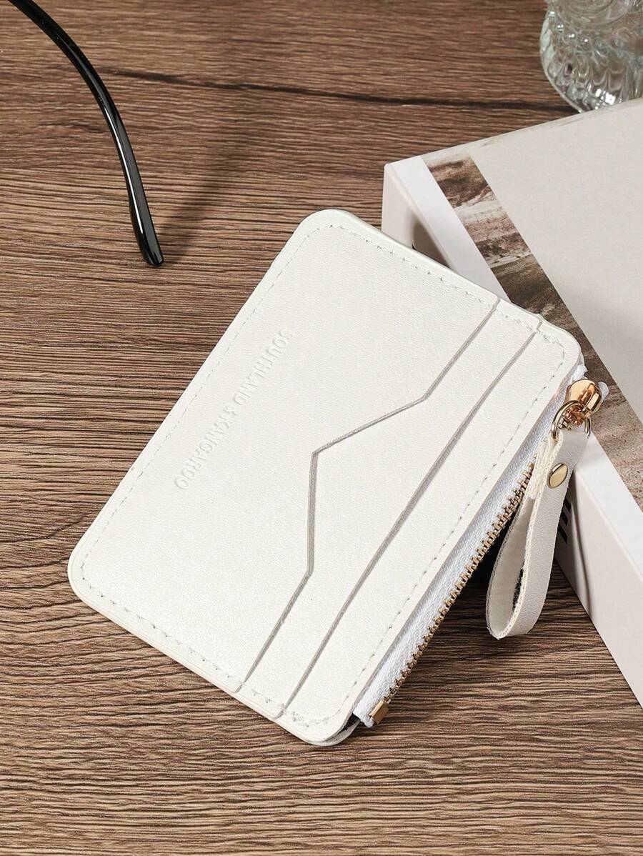 SOUTHLAND&KANGAROO 黑色字母迷你钱包口袋钱包时尚简约卡包超薄轻便便携现金身份证信用卡零钱袋生日礼物女士青少年大学生中学生男士 - 白色 - 查看 1