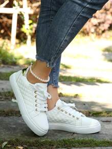 2025春夏新款休闲百搭运动滑板鞋，时尚舒适白色运动鞋，潮流风