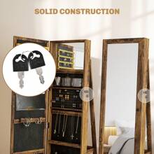 HOMCOM 360° Swivel Jewellery Cabinet, Mirror Armoire, Full Length Mirror, Lockable Jewellery Organiser With Built-In Small Mirror, Rustic Brown Back To School Dormitory Storage - Rust Brown - View 6