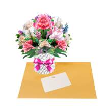 1pc 13-Inch Paper Flower Bouquet Greeting Card With Blank Note Card And Envelope, Ideal Gift For Celebrating Love, Birthday, Anniversary, Special Occasions, Valentine's Day,Back To School,School Supplies