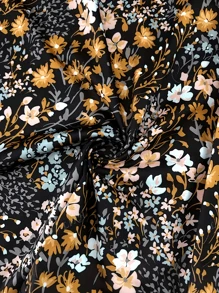 MakeMeChic Plus Size Women Floral Print High Waist Pleated A-Line Maxi Skirt