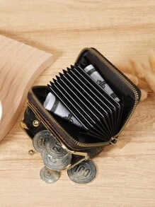 Stylish Coffee Brown Purse For Women, Premium Leather Wallet With Multi-Card Slots, Zipper Closure, And Detachable Wrist Strap - Foldable Travel Bag And Card Holder For Credit Cards, Bank Cards, And Coins, Great For Gifts, Travel Essentials, Daily Use, And School, Fashionable And Practical Bag With Vintage Floral Design For All Occasions - Coffee - View 8