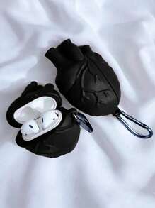 1 个独特心形蓝牙耳机保护壳兼容 Apple Pro 第 2 代、1/2/3/4 代蓝牙耳机可爱卡通风格男女通用创意保护套（不含耳机） - 黑色 - 查看 3