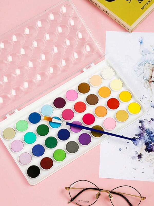 36 Colors Solid Watercolor Paint Set, Student Art Painting Gouache Cakes Pigments, School Supplies,Back To School