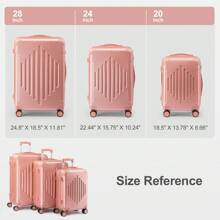 3 Piece Travel Suitcase With Corner Protectors, 20/24/28 Inch, Durable Hard Shell, 360 Degree Spinner Wheels, Multifunctional, Large Capacity, Lightweight, Fashionable Multicolor - 24inch Rose Gold - View 6