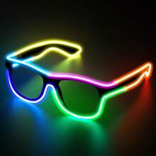 LED无线发光眼镜，多色发光霓虹灯眼镜，无线款式，USB充电，三种光源闪烁模式，适合狂欢派对EDM、万圣节 - 彩色 - 查看 3