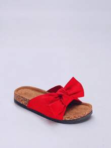 roulvxiang 蝴蝶结装饰水钻亮片厚底凉鞋 - 女士防滑夏季沙滩拖鞋，流行厚底室内/室外舒适鞋 - 大紅色 - 查看 4