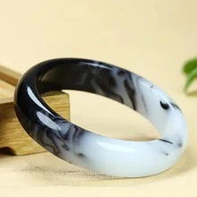 1 件天然玉石黑白花手链、石英宝石手链、多尺寸款式选择、优质宝石手链、男女时尚手链、手工手链 - 治愈好运、各种节日派对礼物、水晶礼物（随机礼盒）