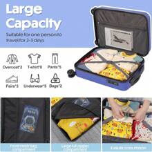 Carry On Suitcase ABS Hard Shell Lightweight Small Trolley Travel Cabin Luggage With 4 Double Spinner Wheels TSA Lock For Women, 21" - Blue - View 8