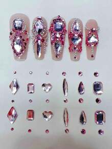 Juego de 12 diseños de Cristales de Rhinestones rosa planos de vidrio K9 para decoración de uñas DIY - 900 cristales brillantes, regalo para festivales
