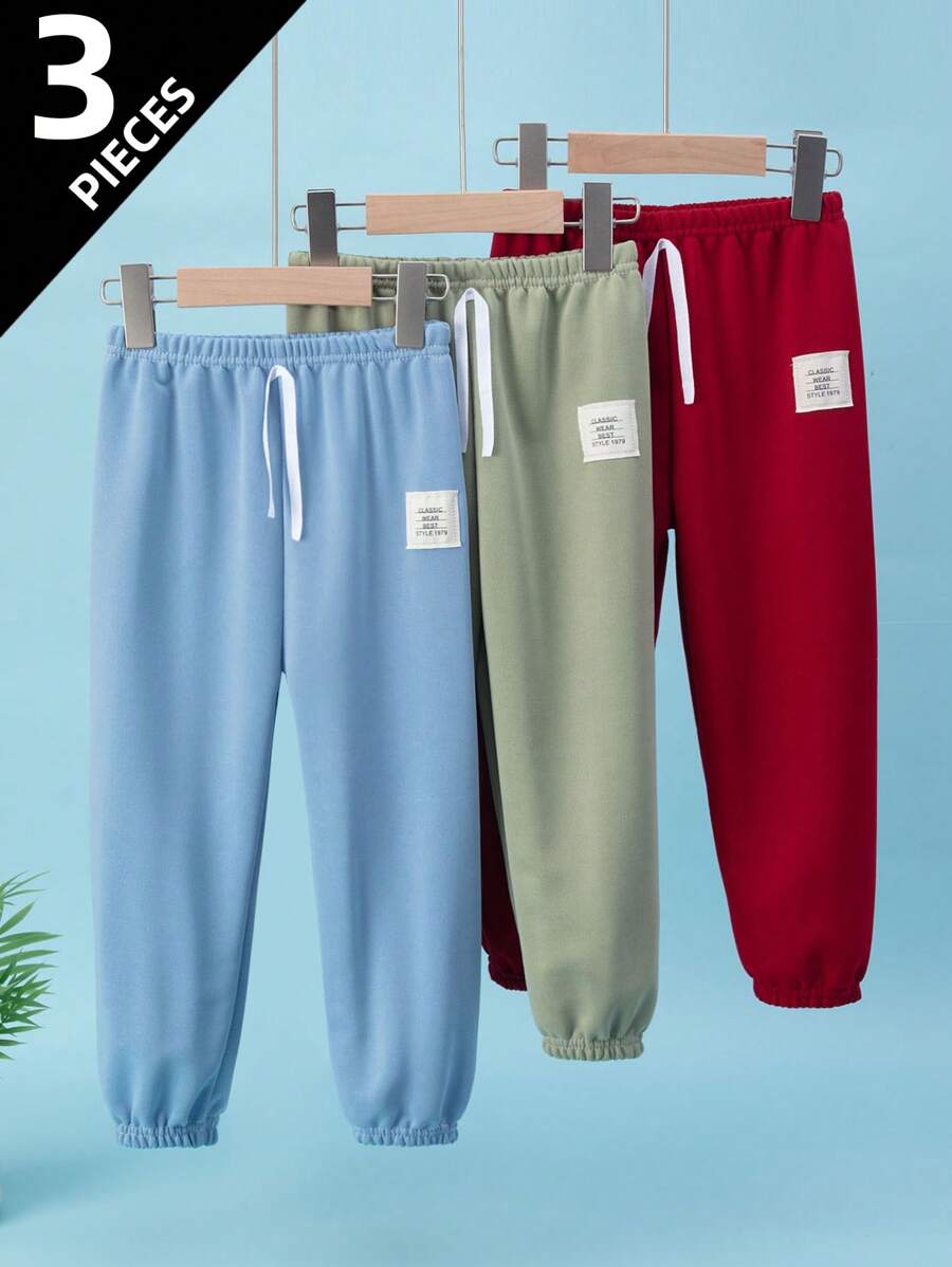 3 件套男童休闲裤，儿童宽松运动裤，适合男孩和女孩，年龄 4-12 岁 - 彩色 - 查看 1