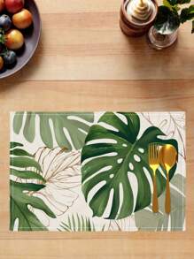 4 peças-jogos americanos de mesa, conjunto de 4 jogos americanos de folhas de palmeira primavera verão, jogos americanos de mesa de plantas tropicais verdes monstera, decoração de cozinha sazonal havaiana, decoração de casa