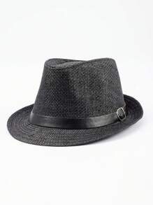 1pc Solid Color Bohemian Style Teardrop Straw Hat, Unisex Jazz Cap, Versatile For Commute & All Seasons