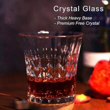 6 件，钻石切割玻璃杯，优雅的朗姆酒和波本威士忌小酒杯，优质玻璃材质，适合家庭酒吧和活动 - 建议手洗，非常适合圣诞节、感恩节、情人节、母亲节，260 毫升/8.9 盎司