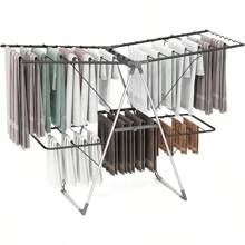 Giantex Clothes Drying Rack Foldable Laundry Drying Rack With 33 Drying Rails 3-Level Adjustable Height Versatile Clips Wave-Shaped Bars Collapsible Freestanding Airer For Indoor Outdoor