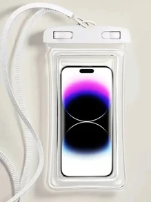 1 件可定制文字防水手机袋，防震触摸屏透明防水手机袋，适用于潜水、桑拿、淋浴、防污染、可拆卸肩带和手柄