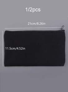 1/2pcs Canvas Solid Color Large Capacity Pencil Case Zipper Pencil Bag, Minimalist,Back To School,School Supplies,Pencil Pouch,School Bag