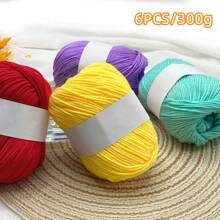 Set de 6 piezas de hilo de seda de lujo - Paquete de 6 piezas/300g de hilo tejido suave, adecuado para suéteres, bufandas, sombreros, mantas para bebés, etc., disponible en múltiples colores - Fibras de alta calidad, adecuado para tejer y ganchillo.