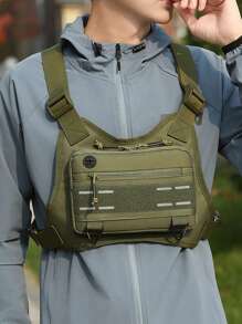 1pc Men's Water Resistant Chest Bag, Lightweight, Front Chest Pack For Running, Cycling, Workouts With Phone Holder And Extra Storage Suitable For Teen Summer Casual Outdoor Athletic Or Vacation Travel Or Graduation Gifts Or Birthday Dress Accessories Streetwear - Multicolor - View 2