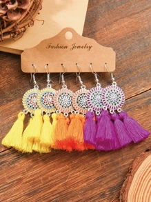 TopHanqi Bộ 12 đôi hoa tai phong cách kỳ nghỉ cổ điển dành cho nữ, hoa tai hình hoa hướng dương tua rua nhiều màu sắc cá nhân hóa, quà tặng ngày lễ bãi biển, phụ kiện tiệc đa năng - Nhiều màu - Xem 14