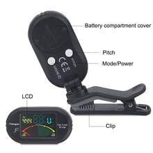 Afinador Para Guitarra Ukelele Violín Bajo Instrumentos Clip - Negro - Ver 4