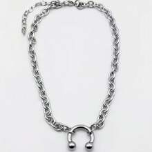 1pc Titanium Steel Silver Twist Chain Nose Clip Pendant Necklace For Women, Suitable For Party, Daily Wear