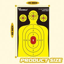 Shooting Range Silhouette Paper Target 50 Pack-14X22 For Handguns,Rifles,Airguns - Black&Yellow - View 4