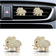 2 stuks Auto Diamond Elephant Auto Airconditioning Outlet Clip Decoratieve Auto Luchtrooster Clip Charm, Bling Auto Accessoires, Auto Interieur Decoratie Charm, Leuke Auto Decor