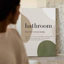 1pc Framed Canvas Poster Olive Green Bathroom Wall Art Canvas Paintings Ideal Gift For Bedroom Living Room Corridor Wall Art Wall Decor Room Decoration Ready To Hang - 綠色 - 查看 6