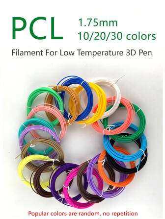 DORMYETIC PCL Low-Temp 3D Pen Filament, 10/20/30 Colors, Vibrant Non-Duplicate Colors. Low-Temp Safe Filament. Professional 3D Pen Consumables. Diameter 1.75mm