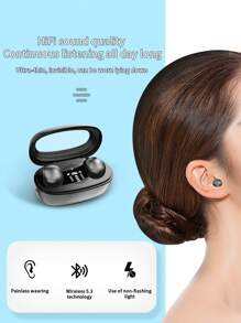 时尚黑色无线耳机，带数字显示、舒适的耳罩式设计、高品质语音通话 - 彩色 - 查看 5